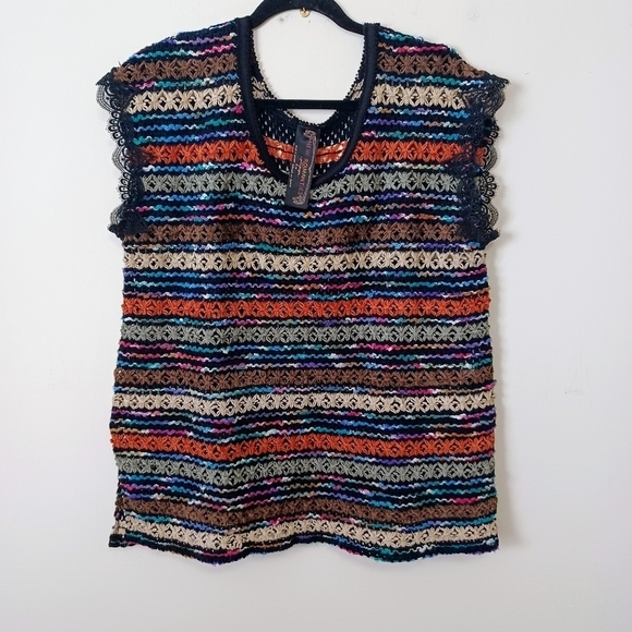 Free People New Romantics Crocheted Top Sz M - Picture 1 of 6